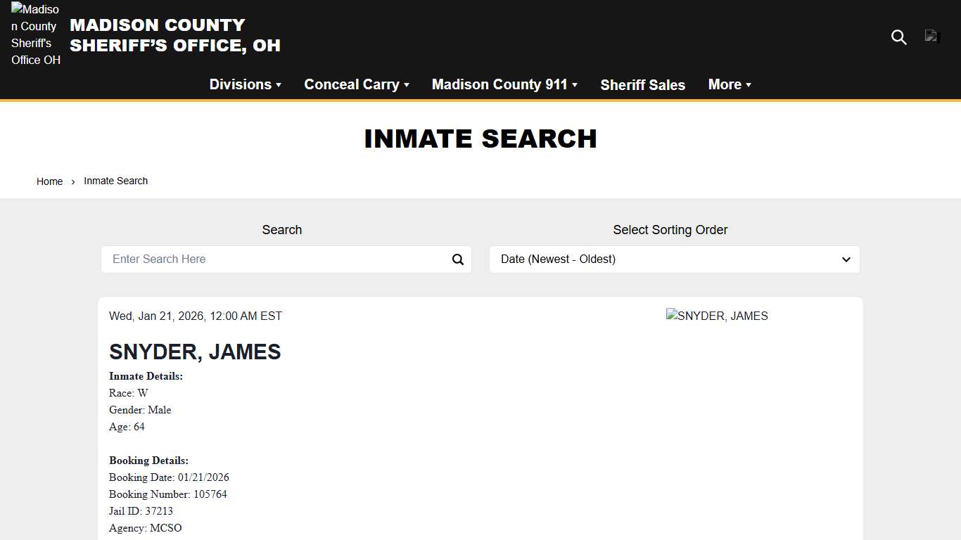 Inmate Search | Madison County Sheriff's Office OH
